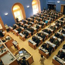 Зал заседаний Рийгикогу. Фото: Лийс Трейманн , сайт : postimees.ee .